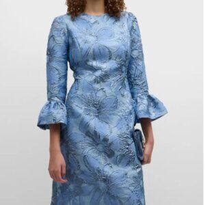Teri Jon Jacquard metallic floral a line dress.